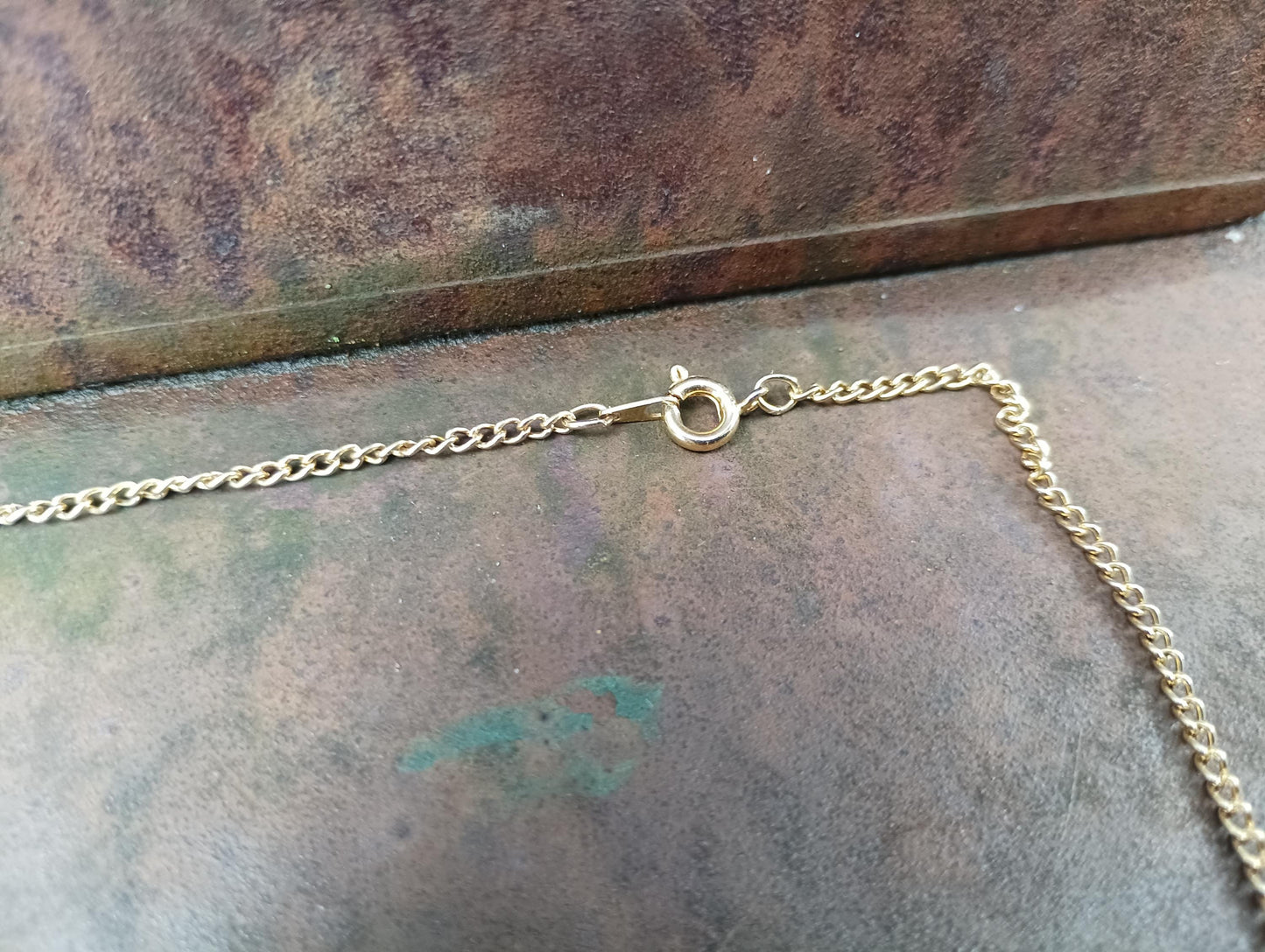 Vintage Gold Plated Necklace: Faux Amber Glass Cross Pendant