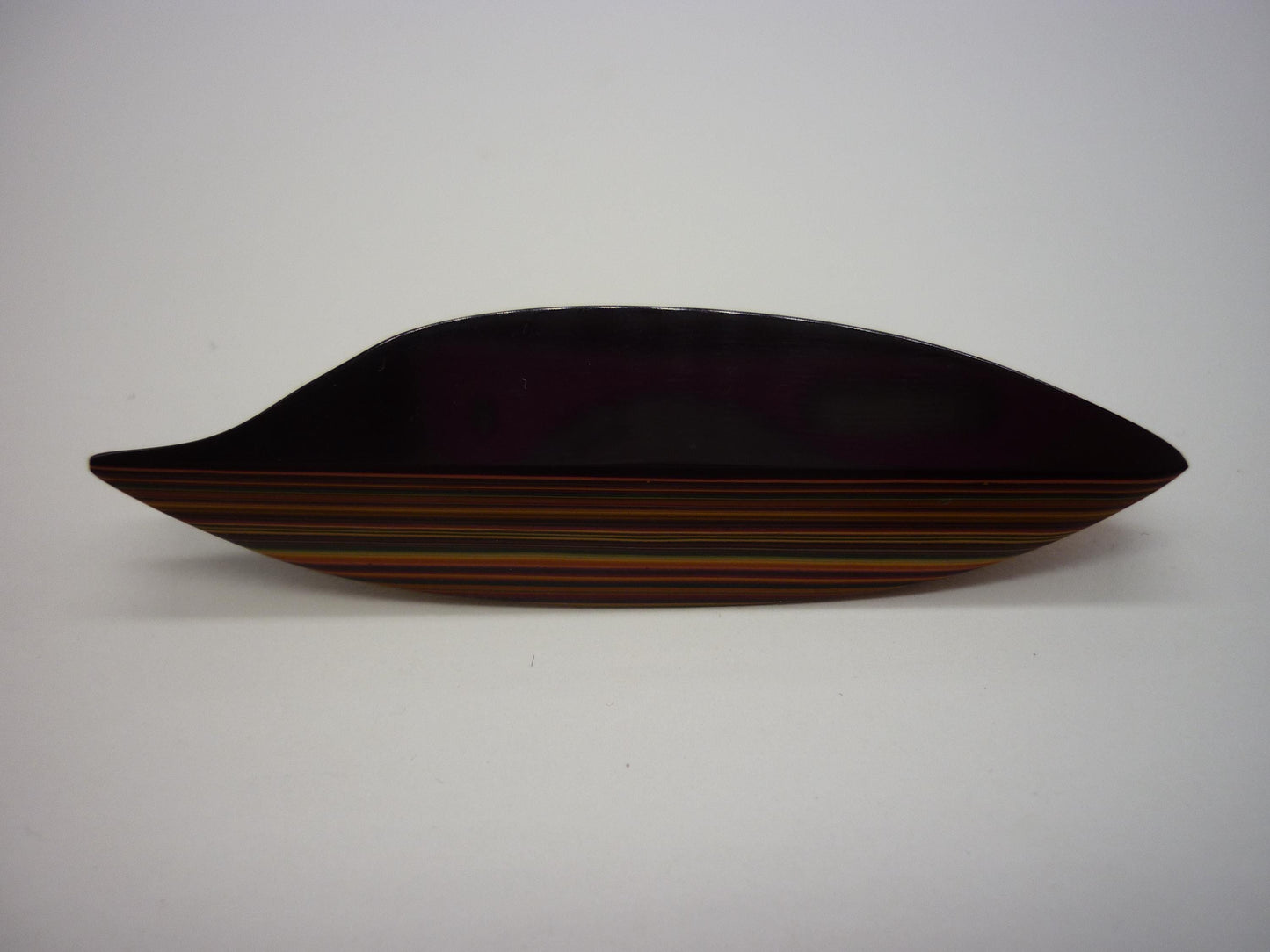 Vintage Japanese Layered Lacquered Abstract Leaf Brooch, Modernist Style Iro Urushi Jewellery