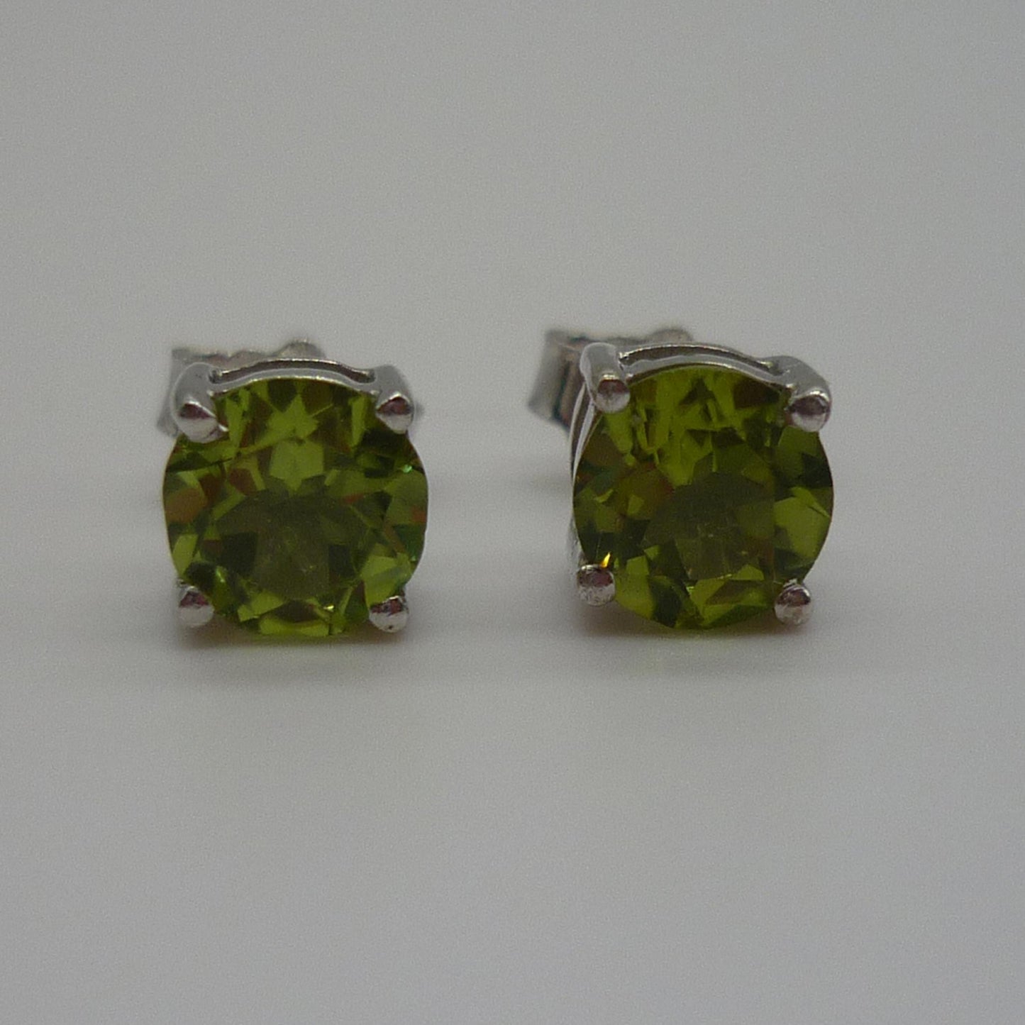 Peridot & Silver Stud Earrings,  August Birthstone Jewellery
