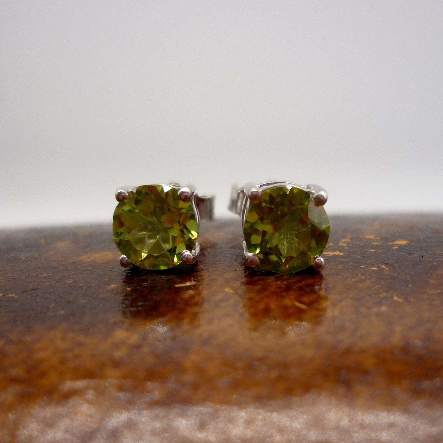 Peridot & Silver Stud Earrings,  August Birthstone Jewellery