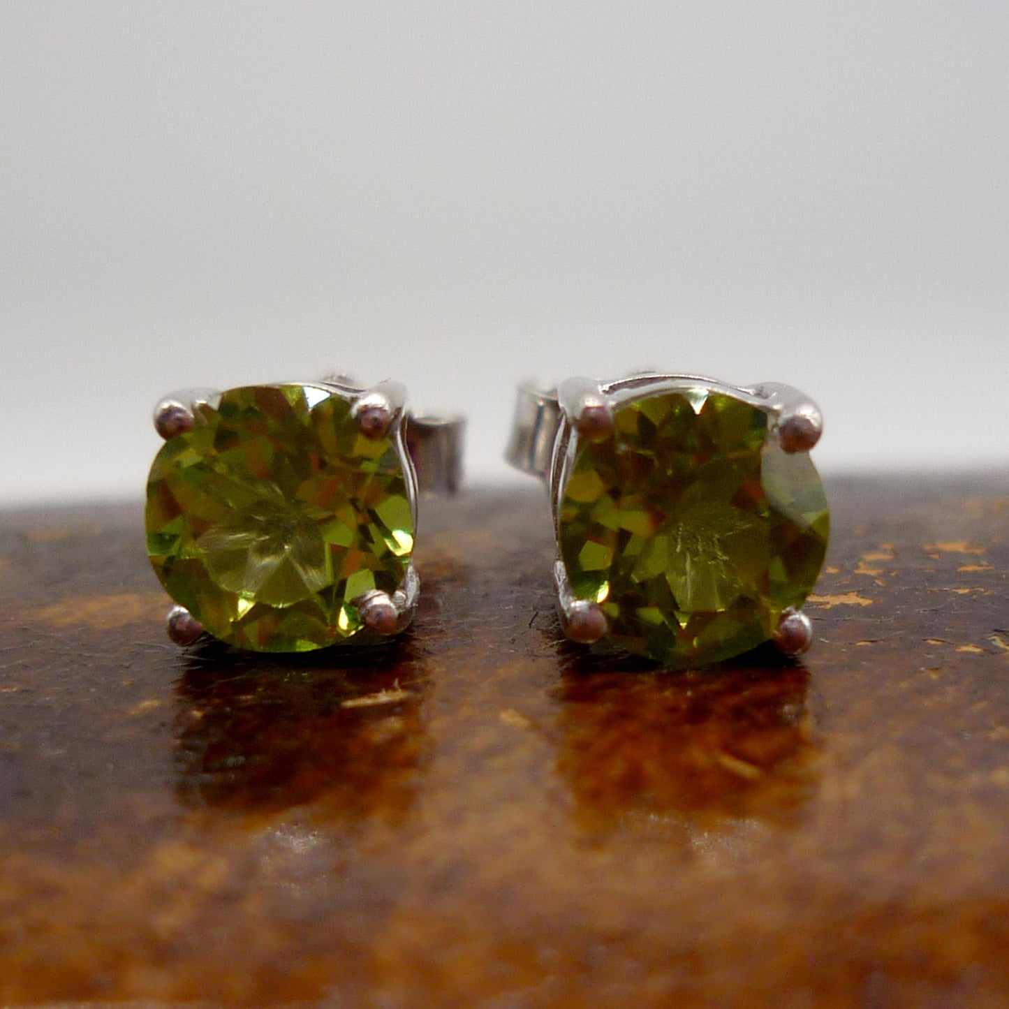 Peridot & Silver Stud Earrings,  August Birthstone Jewellery