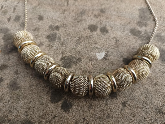 Chunky Gold Plated Mesh Ball Necklace, 1980s Retro Choker