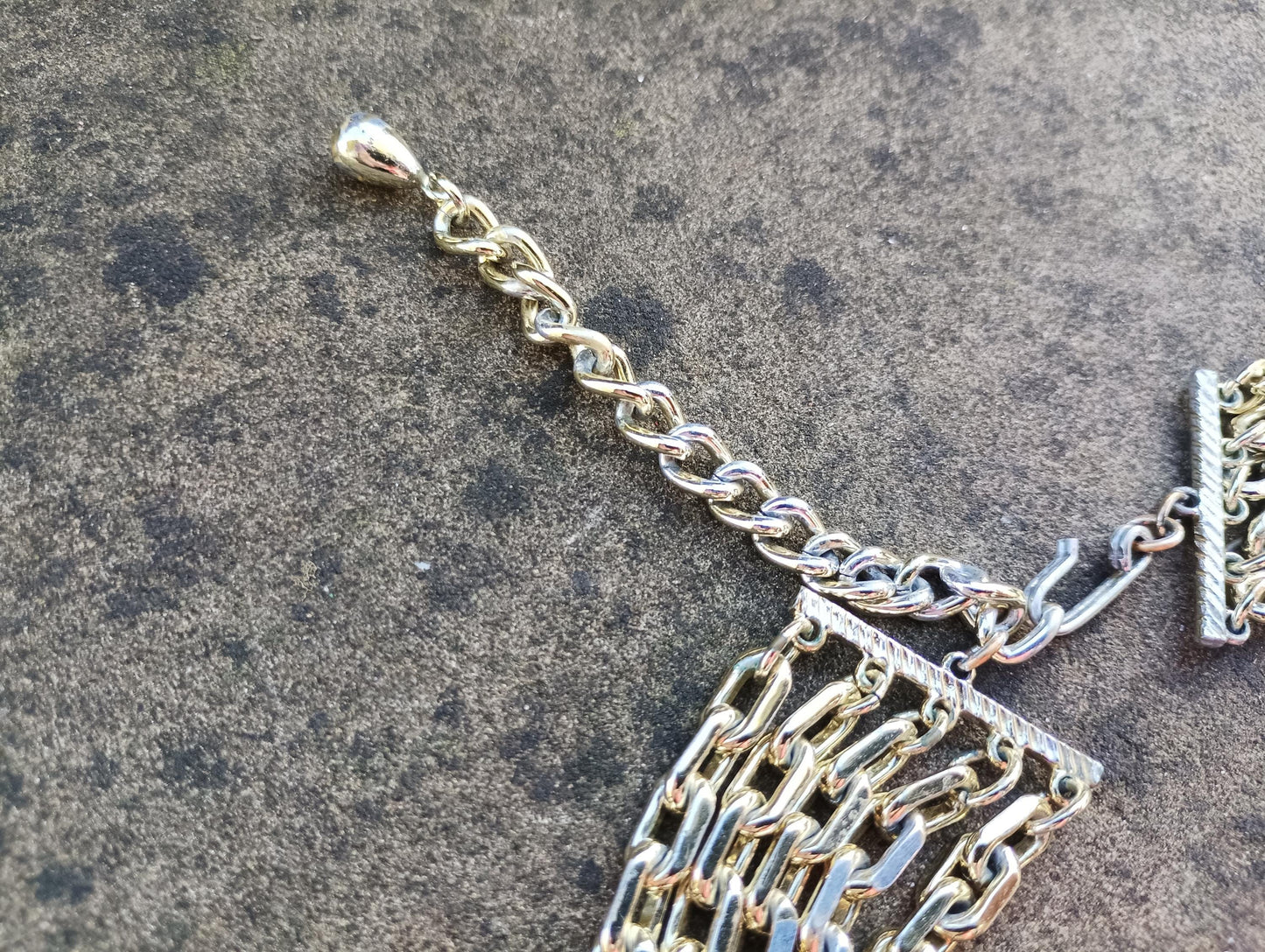 Vintage Gold Toned Bib Necklace: Chunky Multi-Strand Chain