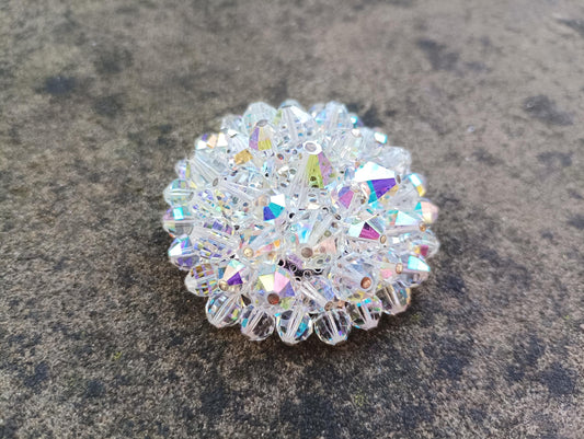 Vintage Aurora Borealis Crystal Brooch: Starburst Diamante Cluster