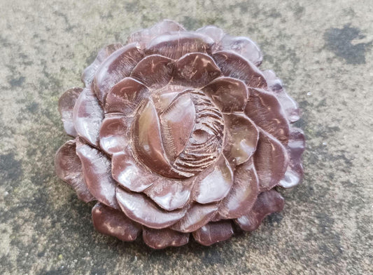 Vintage Brown Resin Flower Brooch: Cloak Clasp Shawl Pin