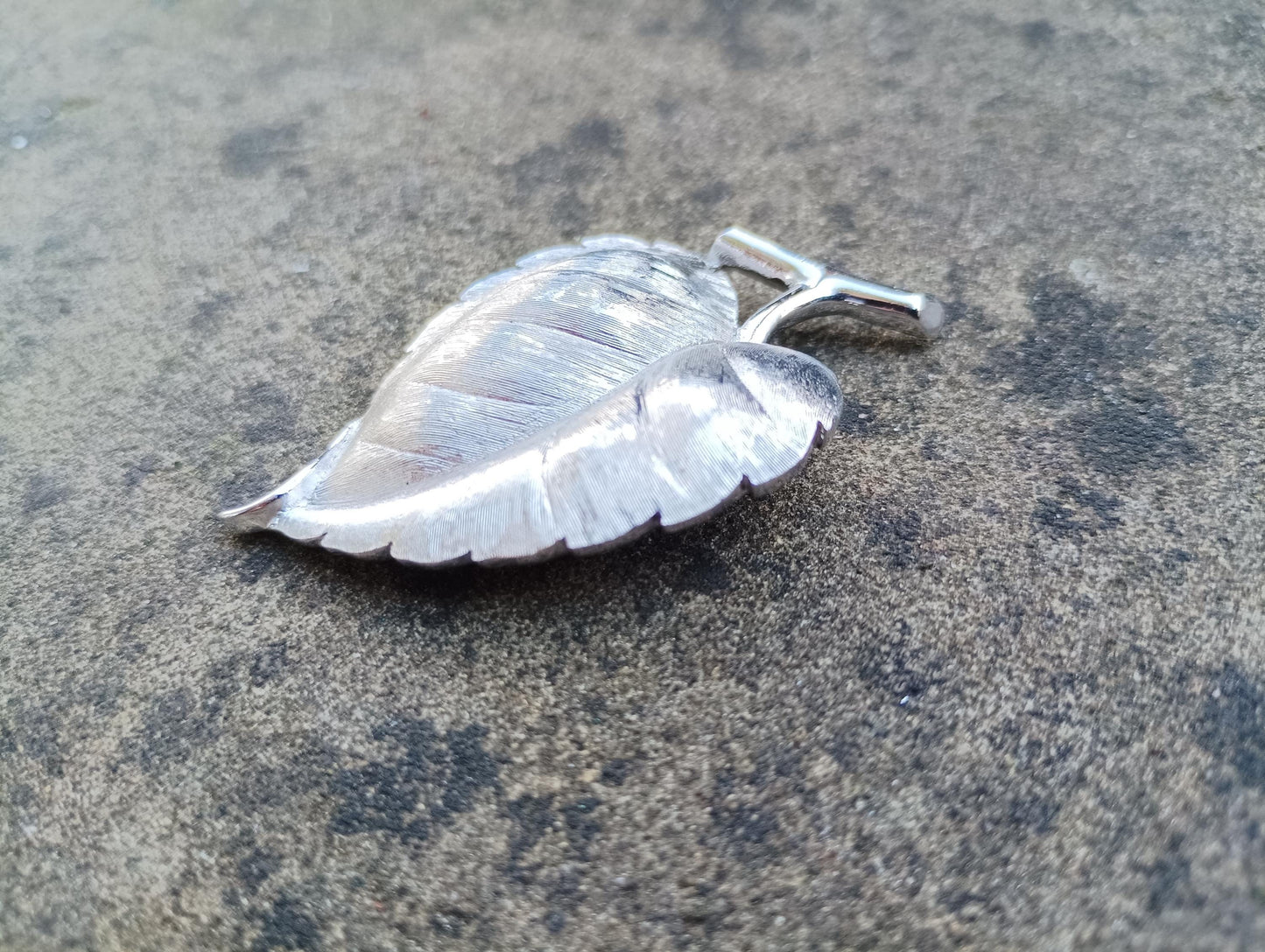 Vintage Trifari Leaf Brooch: 1960s Brushed Silver Tone Jewelry