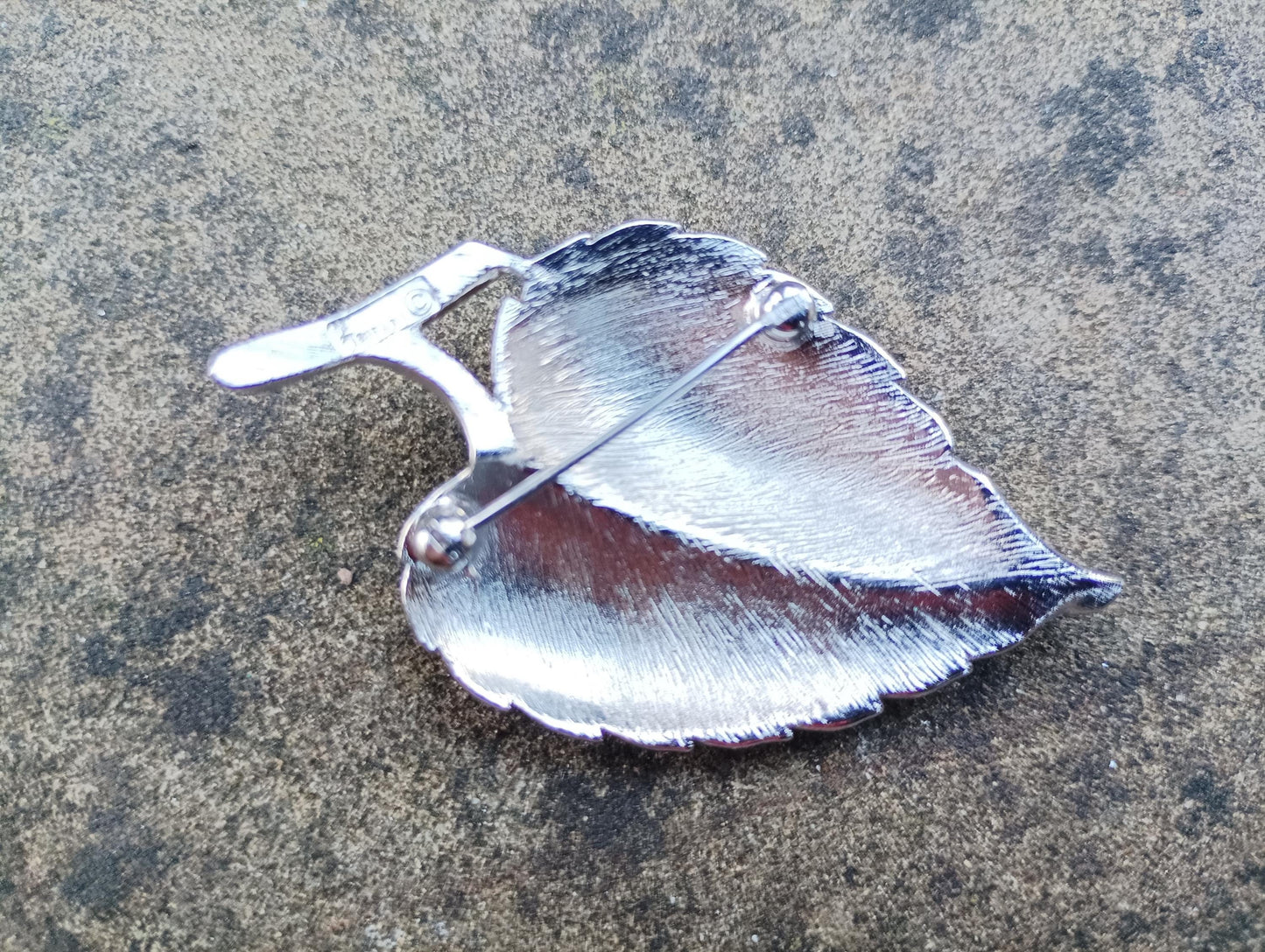 Vintage Trifari Leaf Brooch: 1960s Brushed Silver Tone Jewelry