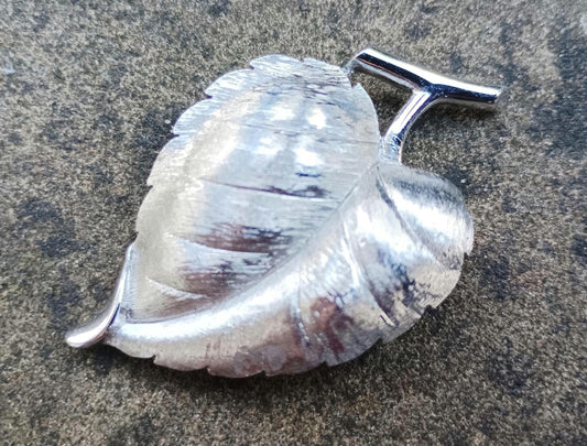 Vintage Trifari Leaf Brooch: 1960s Brushed Silver Tone Jewelry