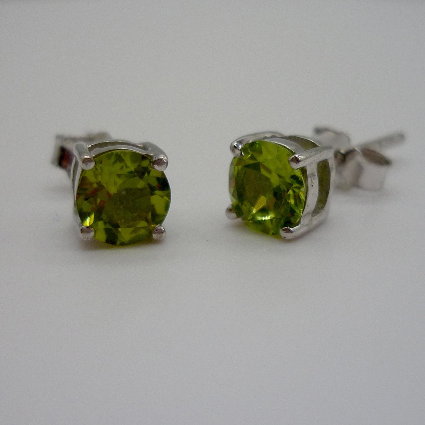 Peridot & Silver Stud Earrings,  August Birthstone Jewellery