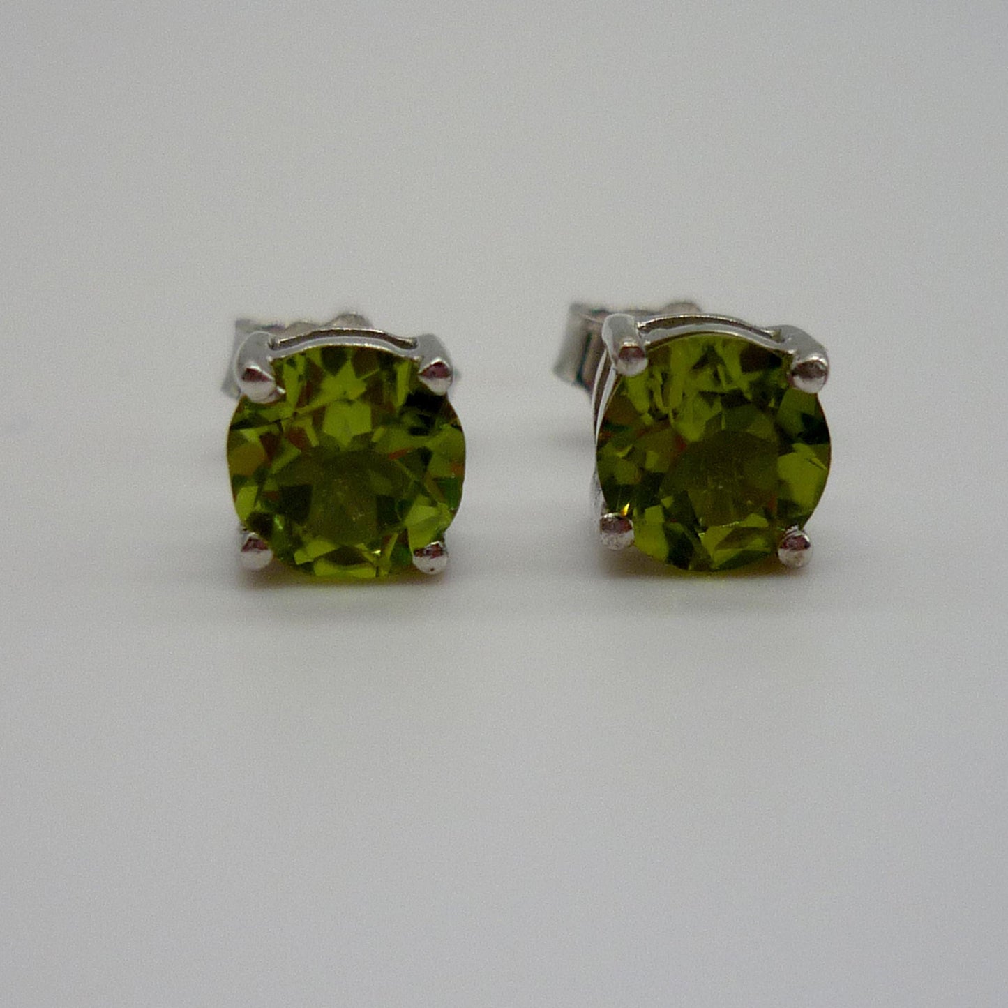 Peridot & Silver Stud Earrings,  August Birthstone Jewellery