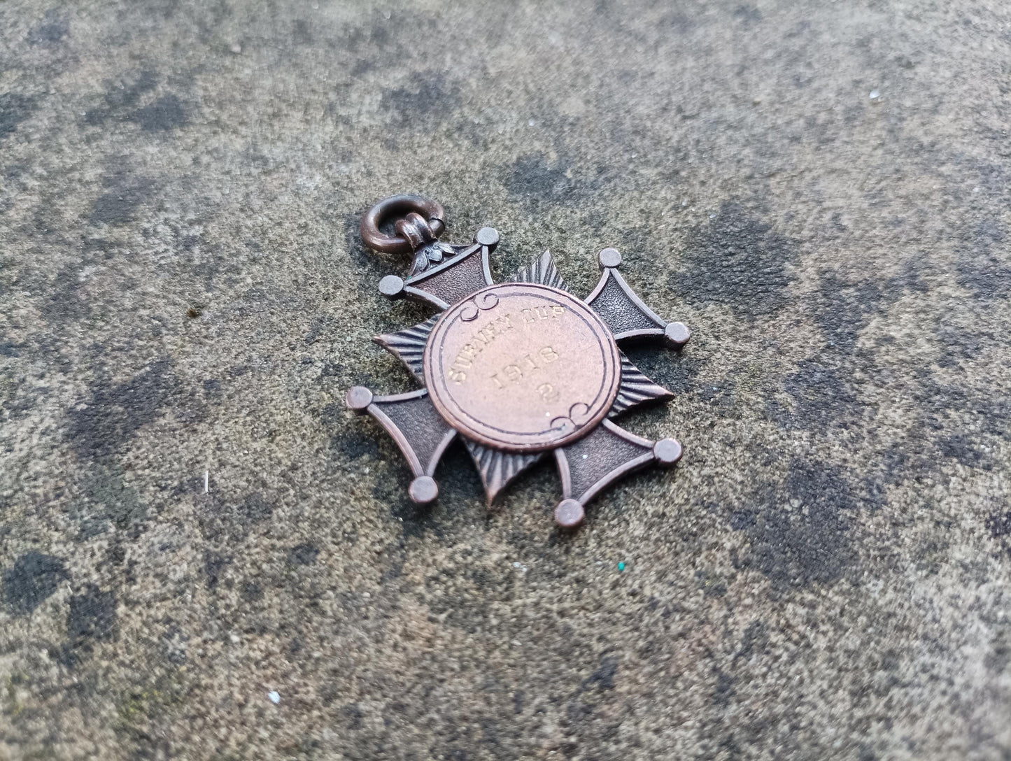 Antique Bronze Maltese Cross Medal - 1916 Survey Cup Fob