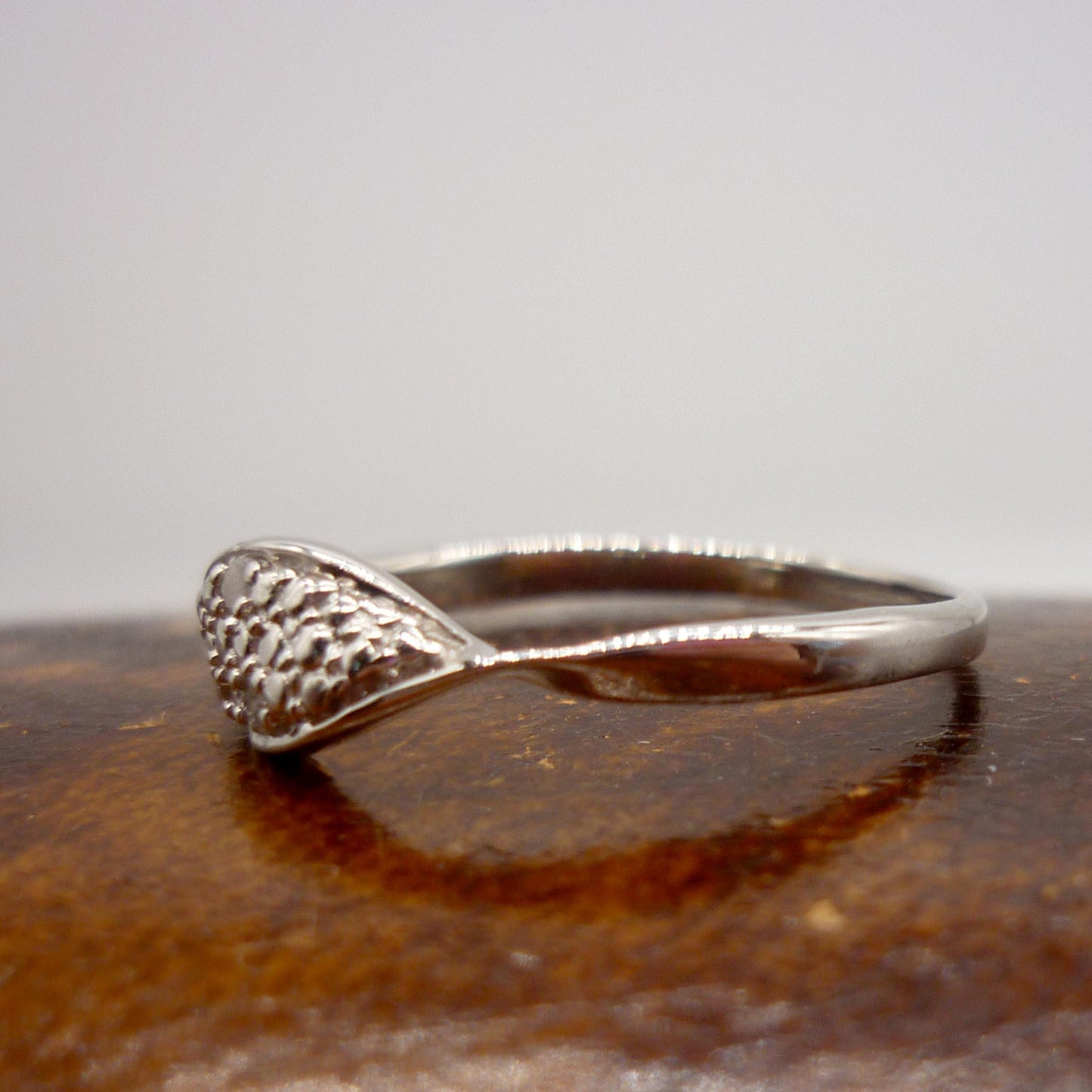 Dainty Silver Crossover Ring with Diamonds - Size 7