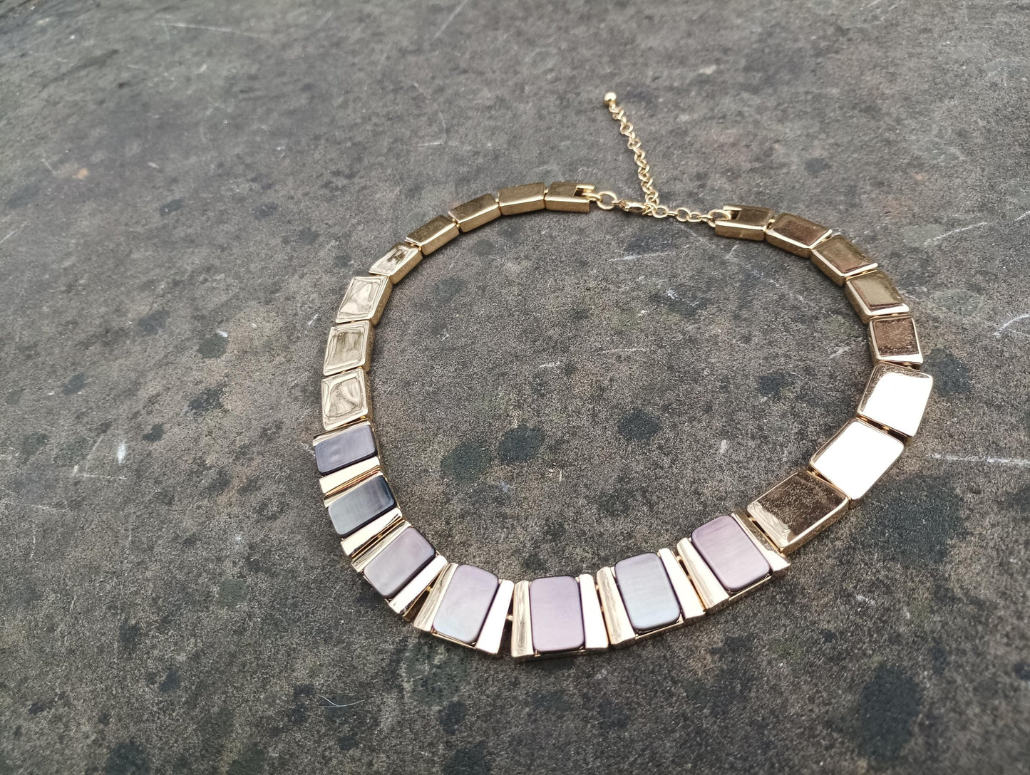 Chunky Monet Gold Plated Lucite Panel Necklace, 1980s Choker