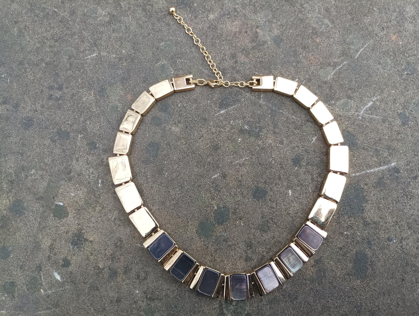 Chunky Monet Gold Plated Lucite Panel Necklace, 1980s Choker