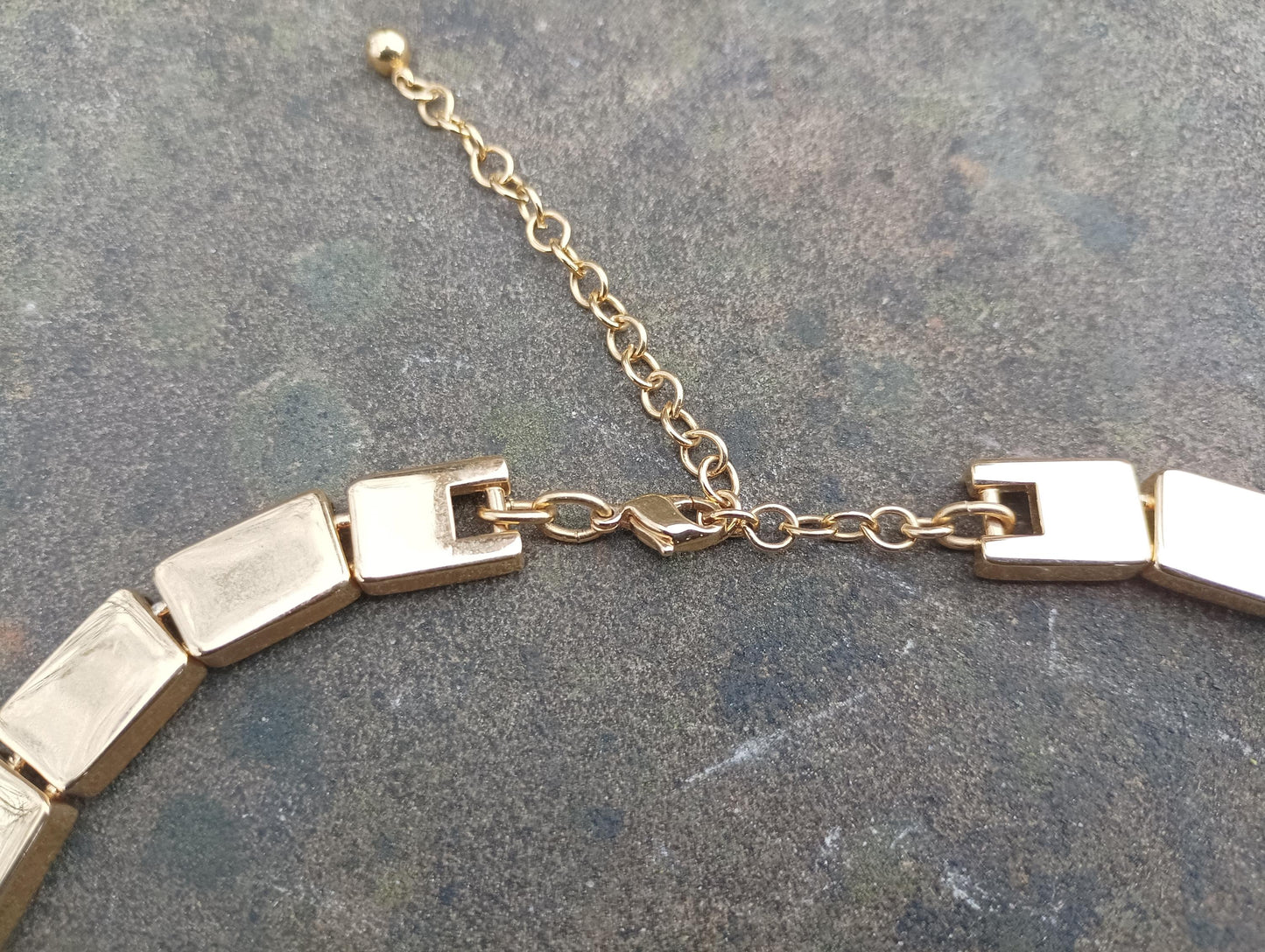 Chunky Monet Gold Plated Lucite Panel Necklace, 1980s Choker