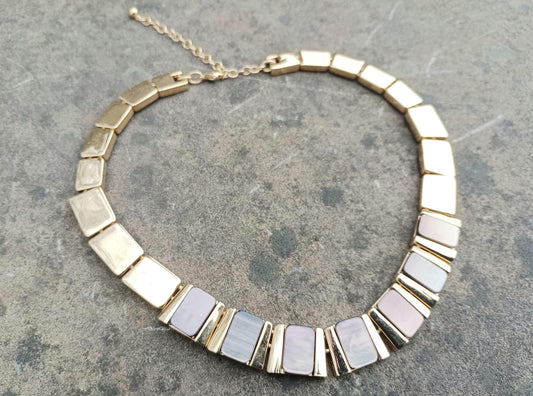 Chunky Monet Gold Plated Lucite Panel Necklace, 1980s Choker