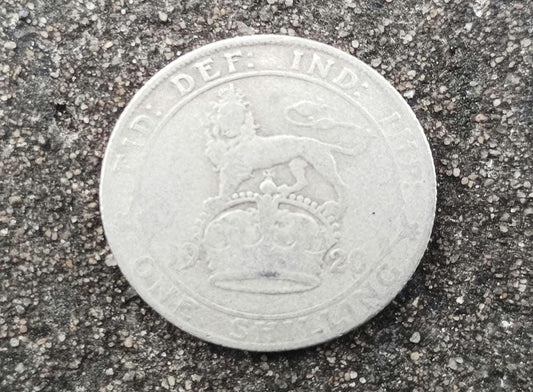 1920 King George V Silver Shilling Coin - British Currency
