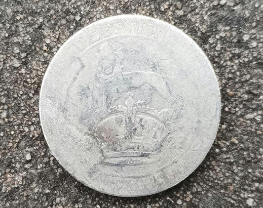 1923 Silver Shilling Coin: King George V, British Currency
