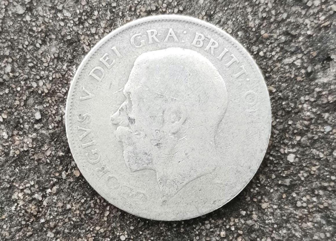 1923 Silver Shilling Coin: King George V, British Currency