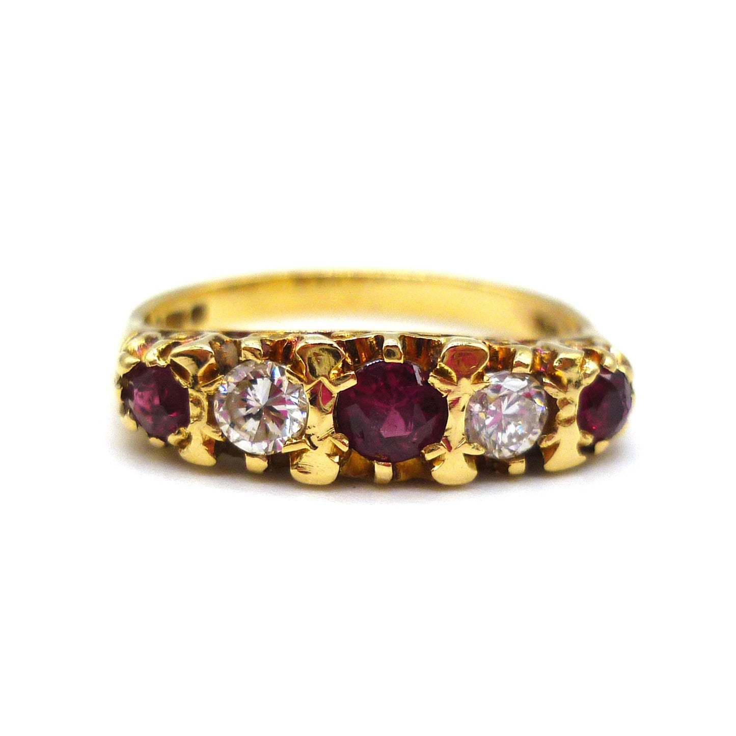 Vintage 18k Gold Ruby & Diamond Ring Size 5.5