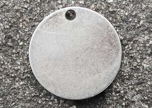 Antique Silver Coin Charm: Blank Engravable Pet Tag, Bracelet Fob