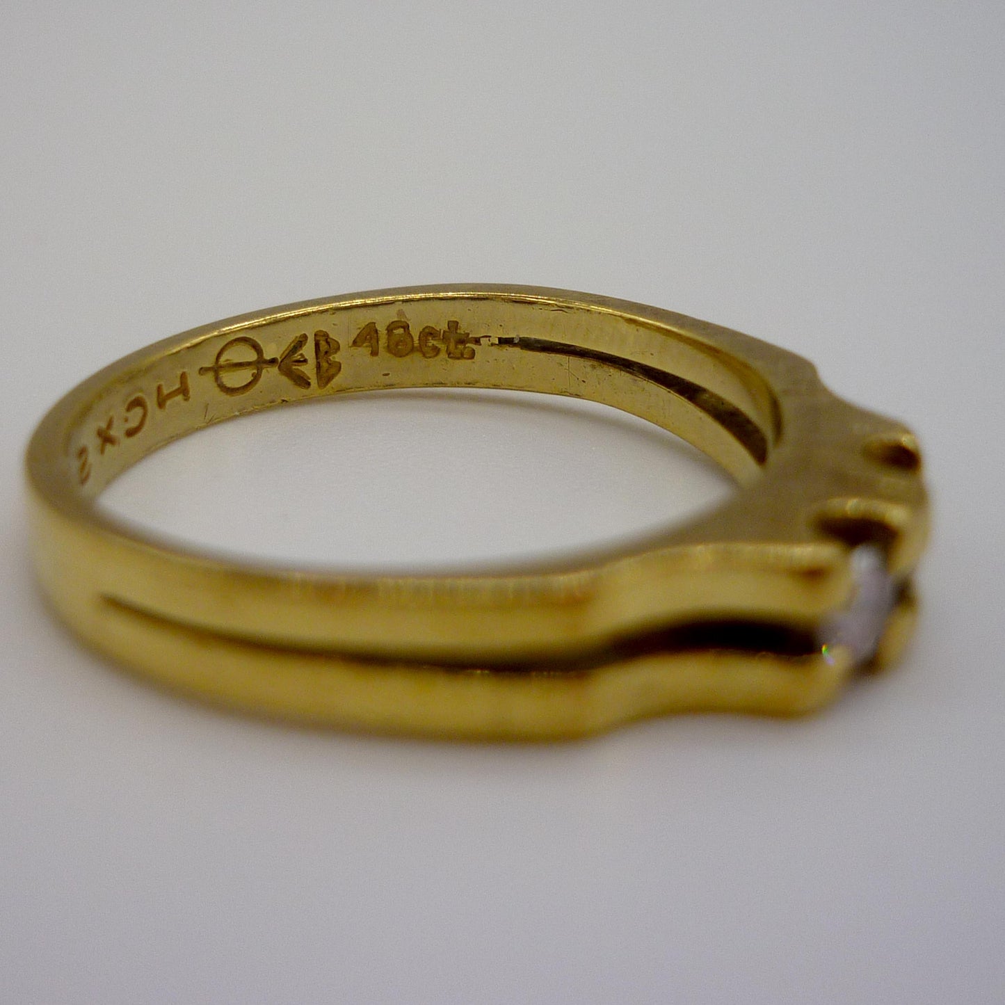 Vintage 18k Diamond Ring, Toi et Moi 2 Stone Split Shank Band Size 6.75