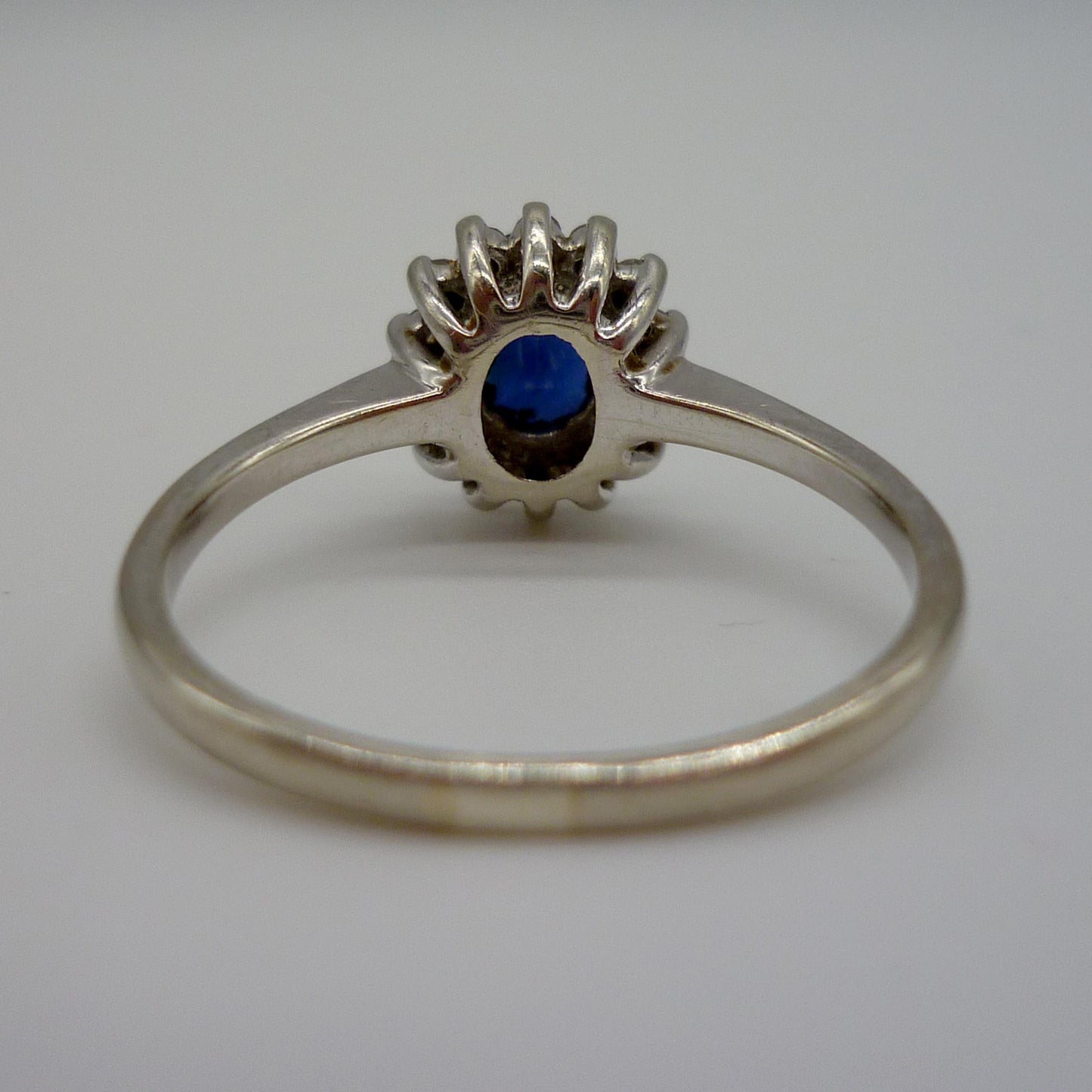 Vintage White Gold Sapphire & Diamond Ring 7.25
