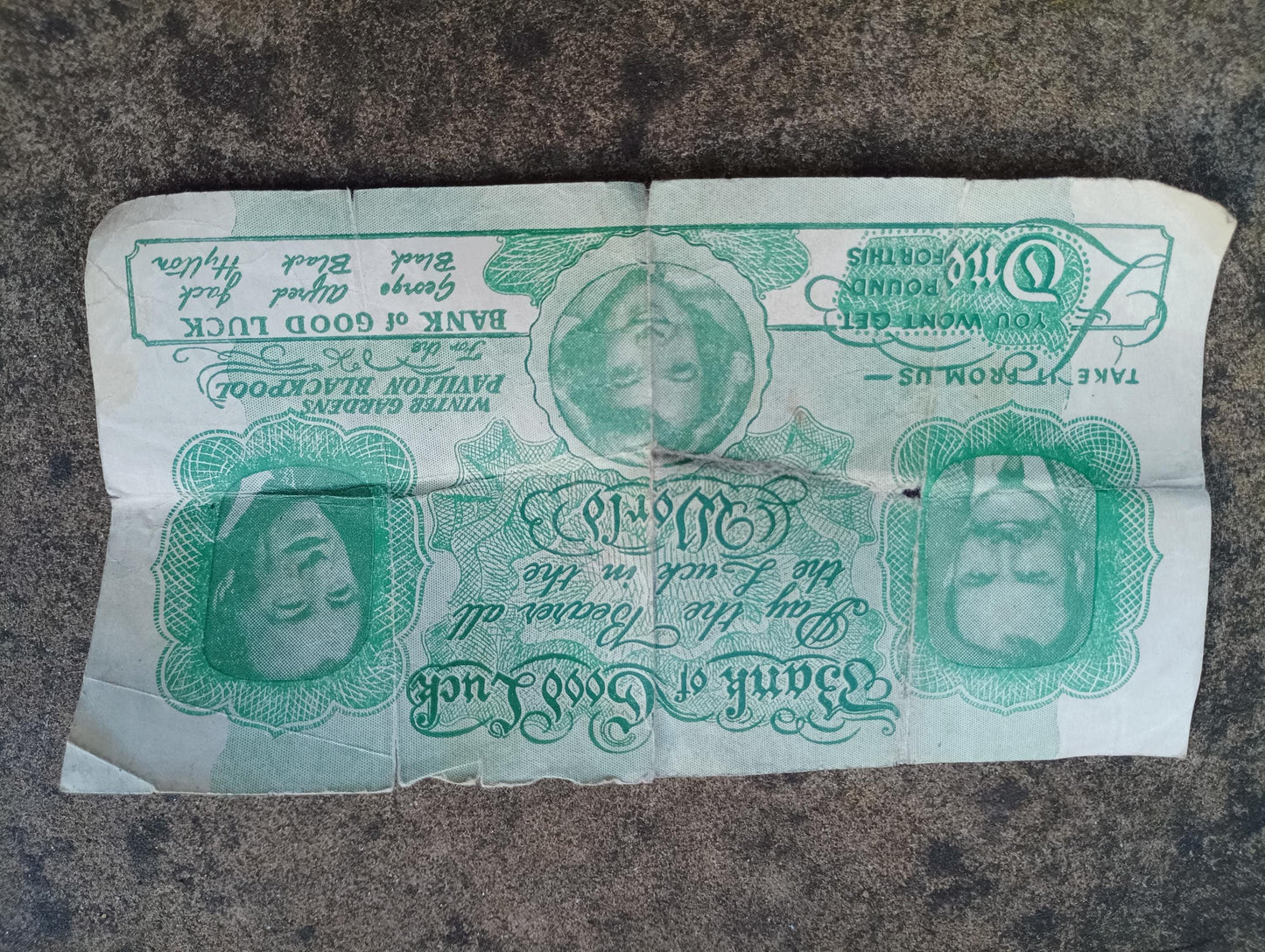 Vintage "Bank of Good Luck" Faux Bank Note: Blackpool Winter Gardens