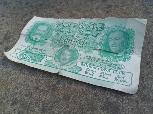 Vintage "Bank of Good Luck" Faux Bank Note: Blackpool Winter Gardens