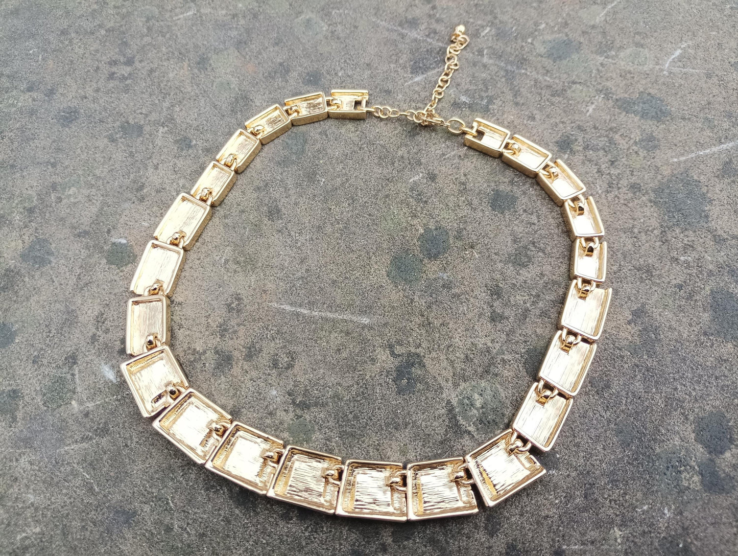 Chunky Monet Gold Plated Lucite Panel Necklace, 1980s Choker