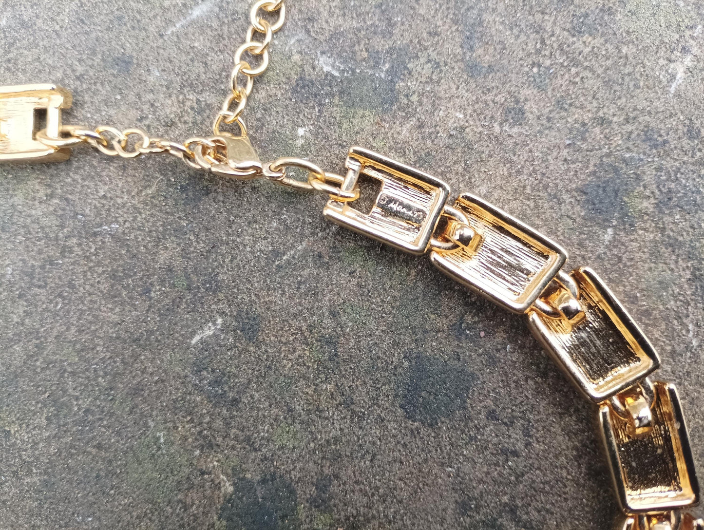Chunky Monet Gold Plated Lucite Panel Necklace, 1980s Choker