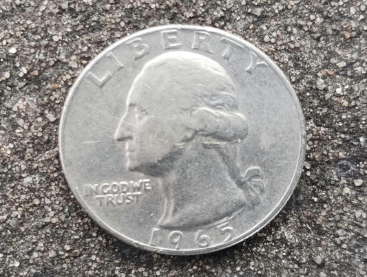 1965 Quarter Dollar Coin: No Mint Mark, USA Currency, Collector's Item