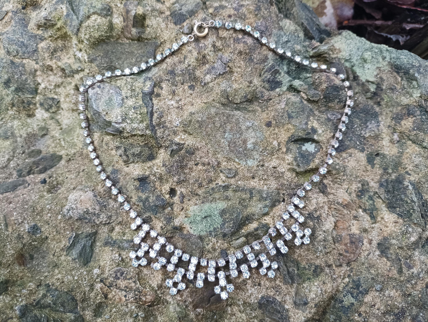 Vintage Diamante Choker: 1950s Rhinestone Swag Necklace