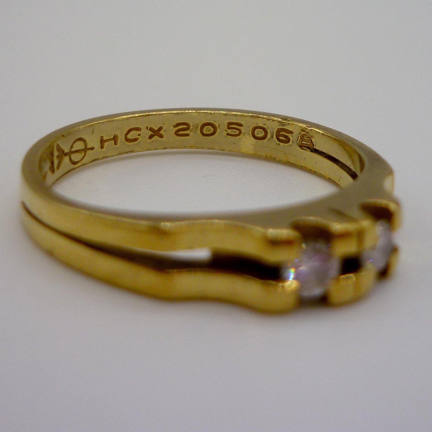 Vintage 18k Diamond Ring, Toi et Moi 2 Stone Split Shank Band Size 6.75