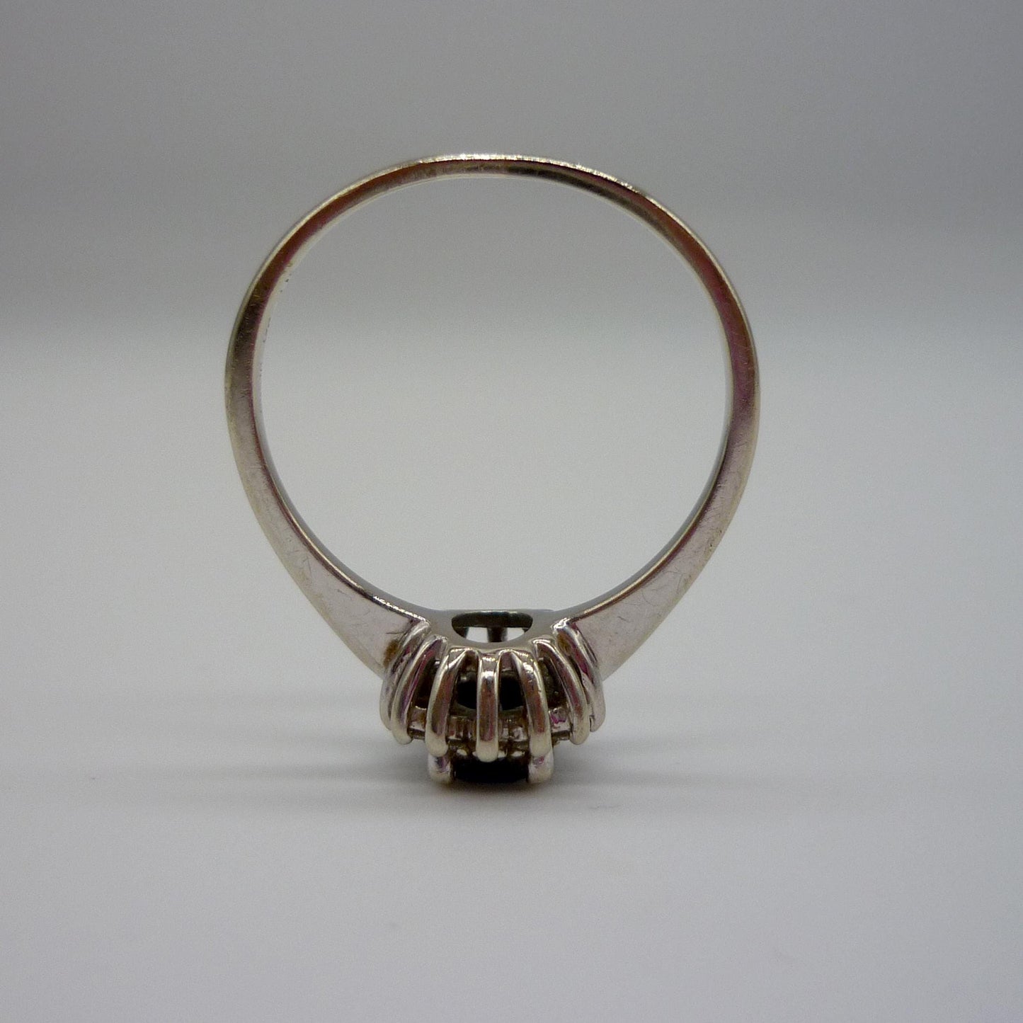 Vintage White Gold Sapphire & Diamond Ring 7.25