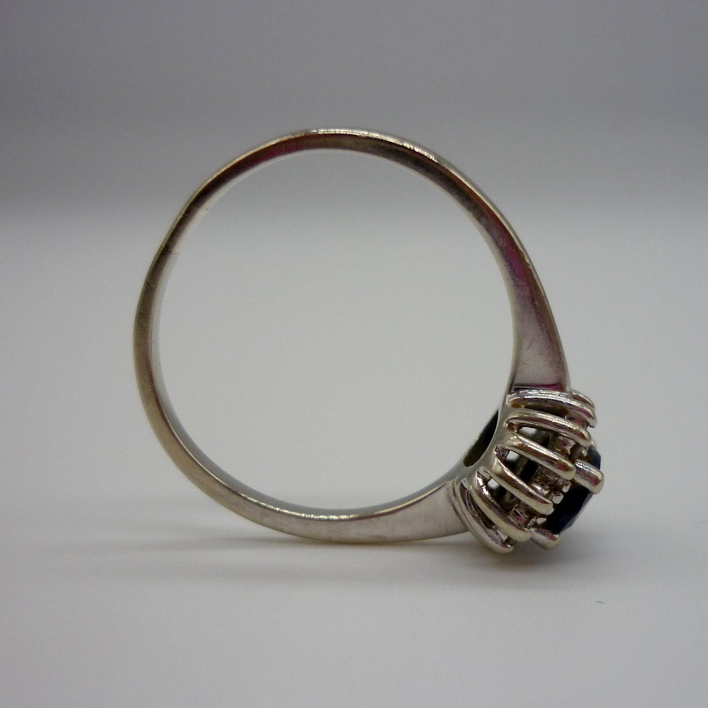 Vintage White Gold Sapphire & Diamond Ring 7.25