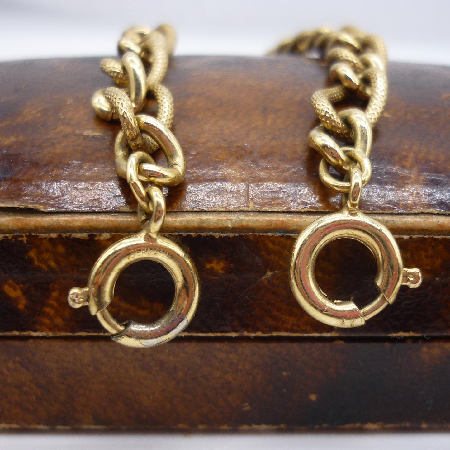 Vintage German Gold Plated Bracelet with Double Spring Ring Clasp