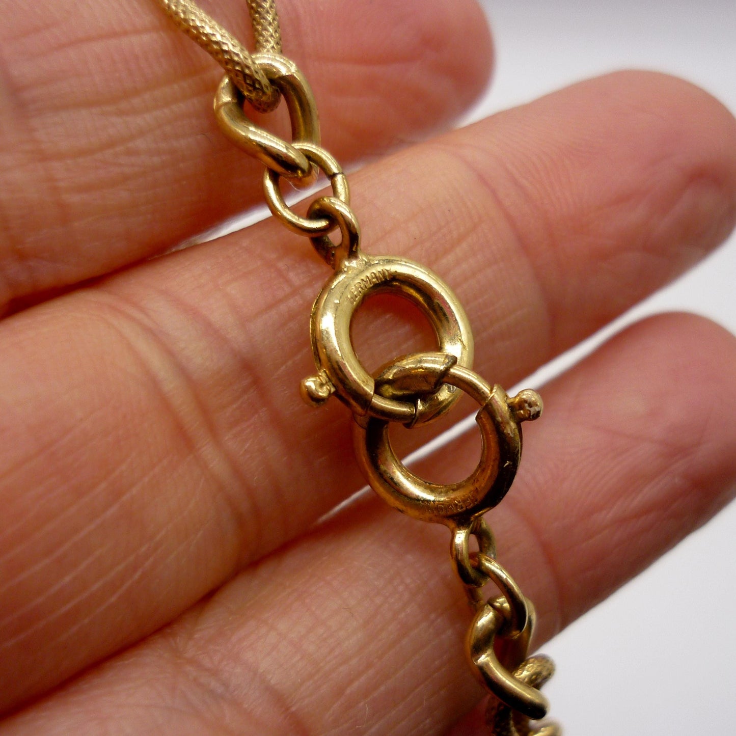 Vintage German Gold Plated Bracelet with Double Spring Ring Clasp