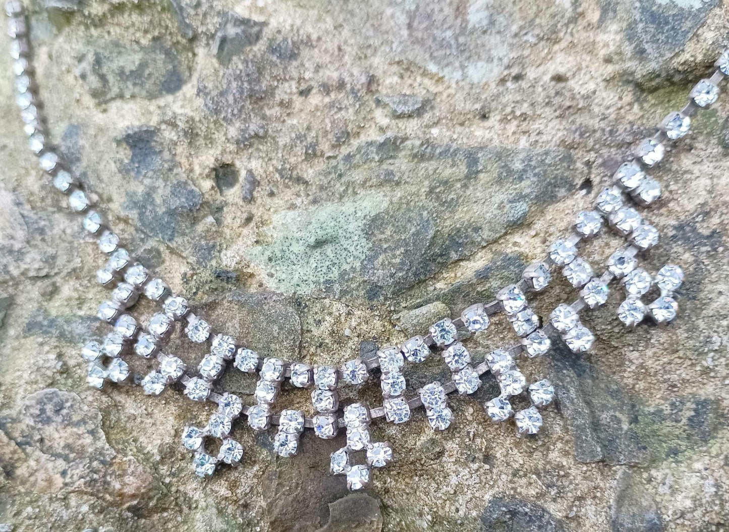 Vintage Diamante Choker: 1950s Rhinestone Swag Necklace