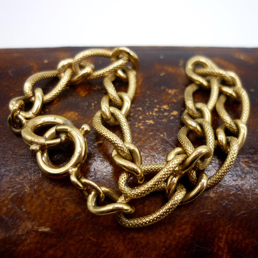 Vintage German Gold Plated Bracelet with Double Spring Ring Clasp