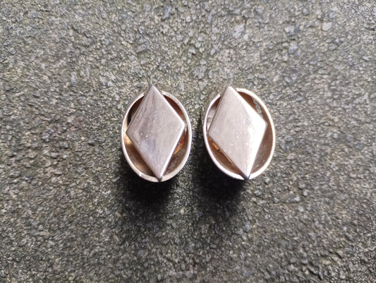 Vintage Gold Tone Diamond Clip On Earrings: 1960s Retro Style