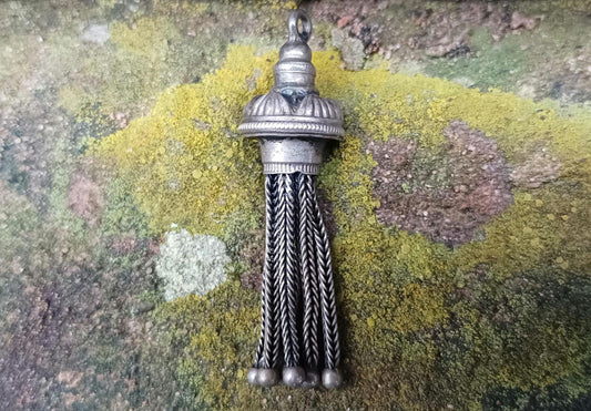Antique Sterling Silver Albertina Tassel Fob: Pocket Watch Chain Charm