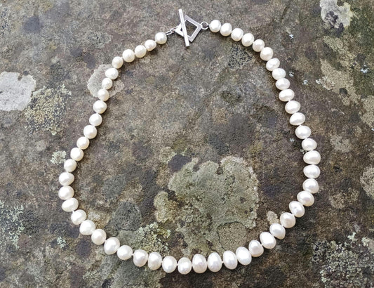 Vintage Genuine Pearl Choker: Ivory Beaded Necklace, Elegant Fashion