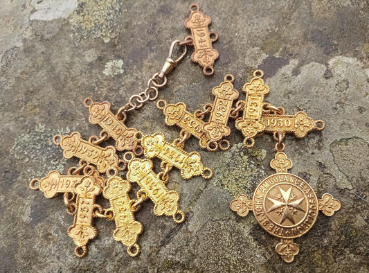 Antique Brass St John Ambulance Medal Chain: WW2 Home Service Award