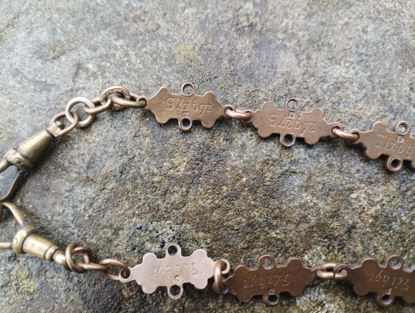 Antique Bronze St John's Ambulance Albert Chain: WW2 Medal, Watch Key