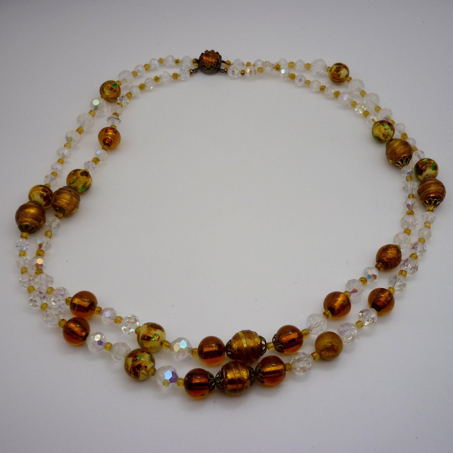 Giuliano Fratti Foiled Glass & Aurora Borealis Beaded Necklace