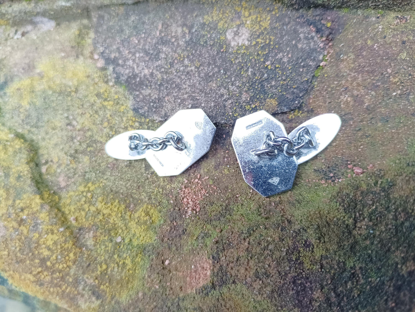 Vintage Rodi & Wienenberger Chrome Cufflinks: Art Deco Equals Sign