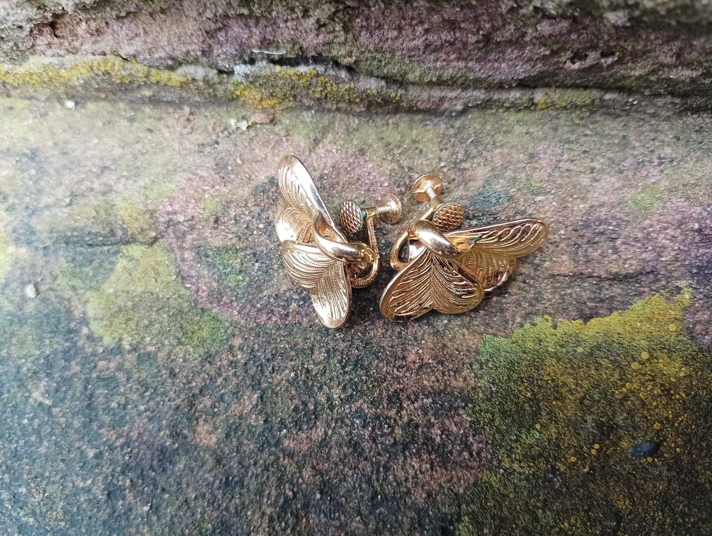 Vintage Forstner 12k Gold Filled Earrings: Heart Petal Screw Back Design