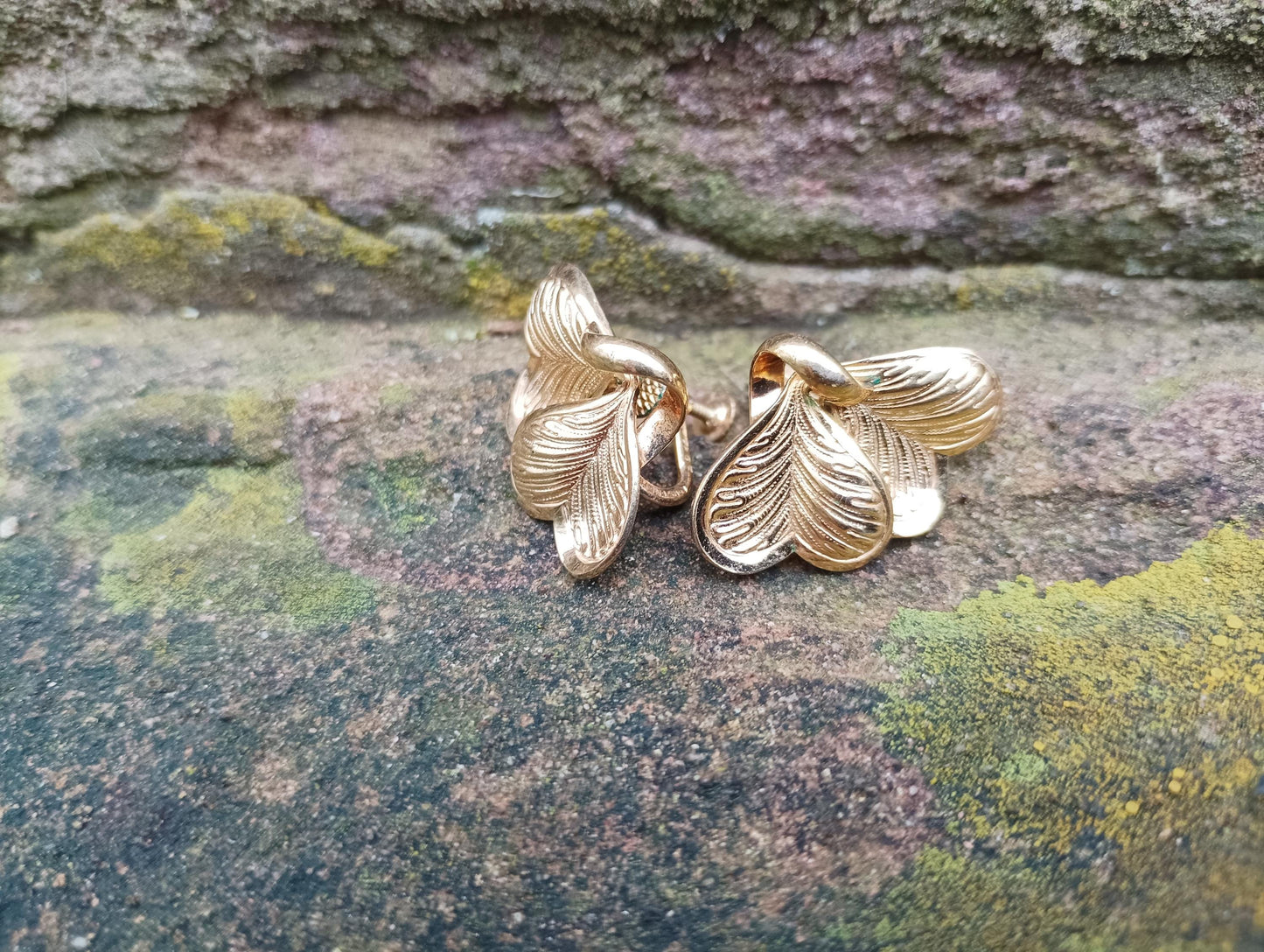 Vintage Forstner 12k Gold Filled Earrings: Heart Petal Screw Back Design