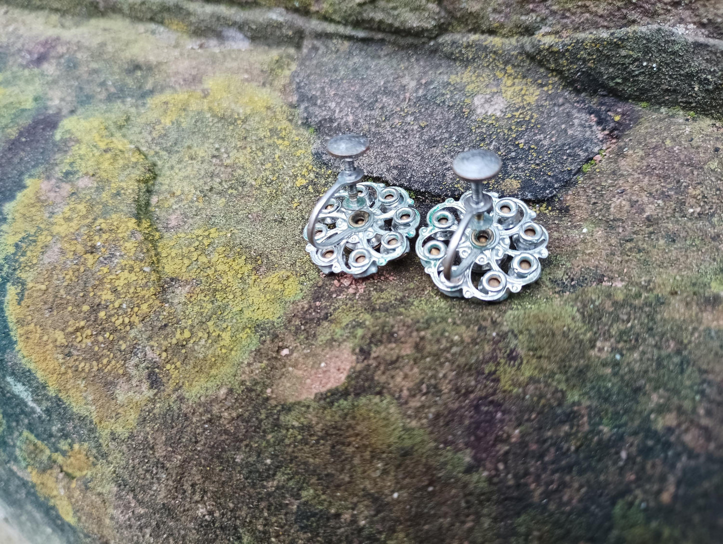 Vintage Art Deco Crystal Cluster Earrings: Silver Plated Diamante Jewelry